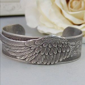 Angel Wing Cuff Bracelet Guardian Angel Wing Silve